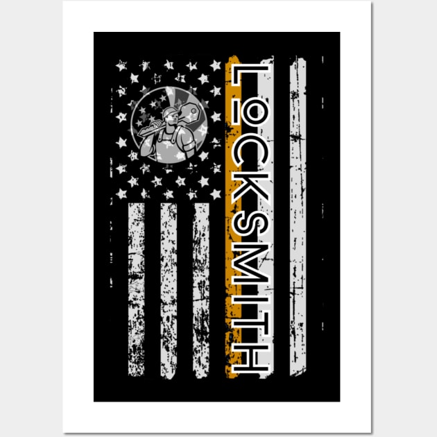 Locksmith Patriotic Weathered US Flag Wall Art by Contentarama